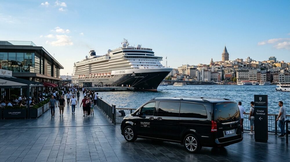 Galataport Istanbul Cruise Ship Terminal Promenade and Mercedes VIP Van