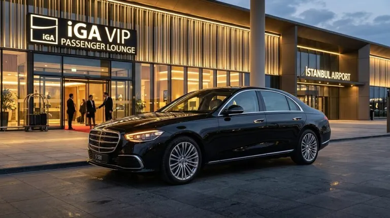 Mercedes-Benz S-Class Luxury Chauffeur Sedan at Istanbul Airport VIP Lounge